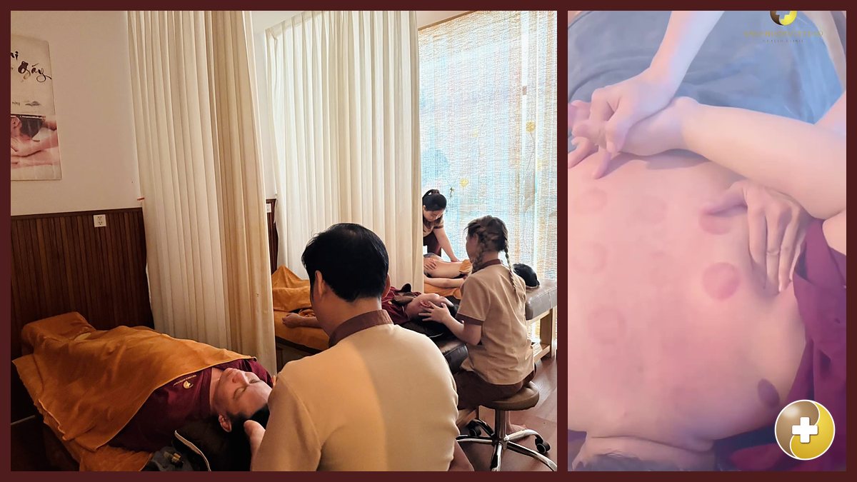 Bấm huyệt vùng đầu cổ vai gáy cho khách tại Vinhomes Grand Park
