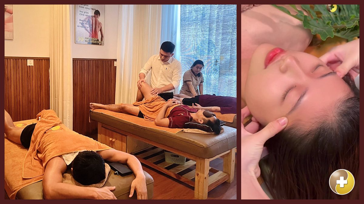 Kỹ thuật viên massage chân và lưng cho khách tại Quận 9
