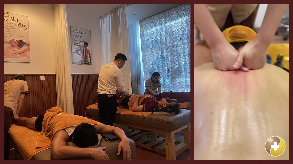 Kỹ thuật viên massage lưng cho khách tại Huyệt Đạo Tống Gia Quận 9