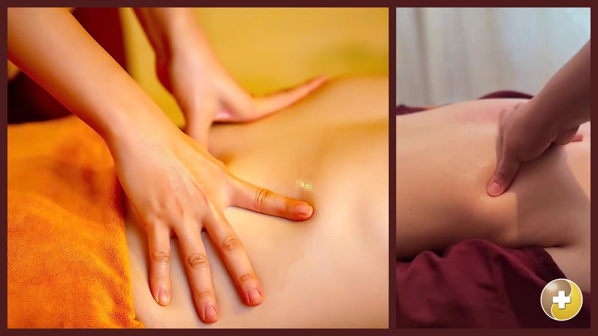 Bàn tay kỹ thuật viên xoa vuốt lưng trong buổi massage Đông y Tống Gia