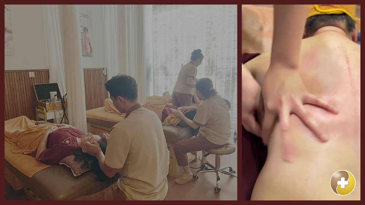 Bấm huyệt đầu cổ cho khách nằm ngửa tại Huyệt Đạo Tống Gia Quận 9