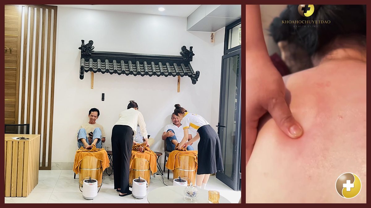 Khách ngâm chân thảo dược và được xoa bóp vai tại Vinhomes Grand Park
