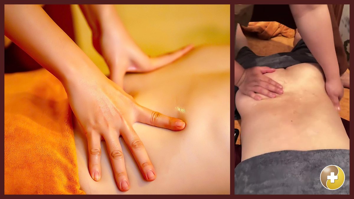 Bàn tay kỹ thuật viên xoa vuốt lưng trong buổi massage Đông y Tống Gia