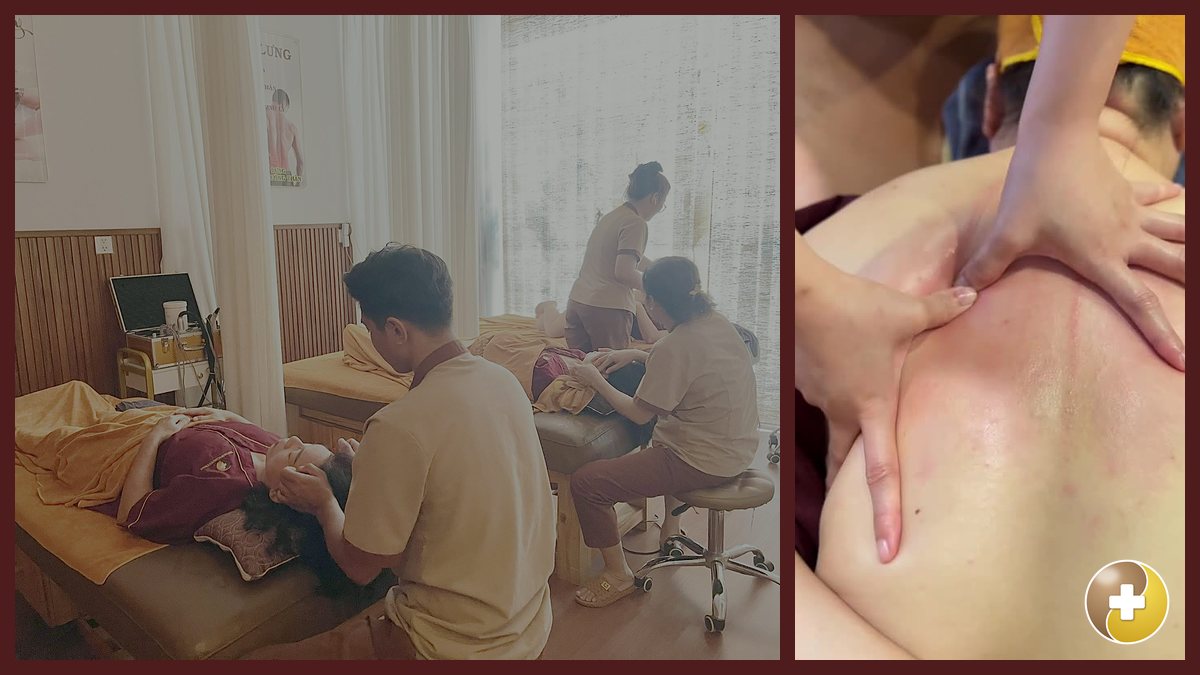 Bấm huyệt đầu cổ cho khách nằm ngửa tại Huyệt Đạo Tống Gia Quận 9