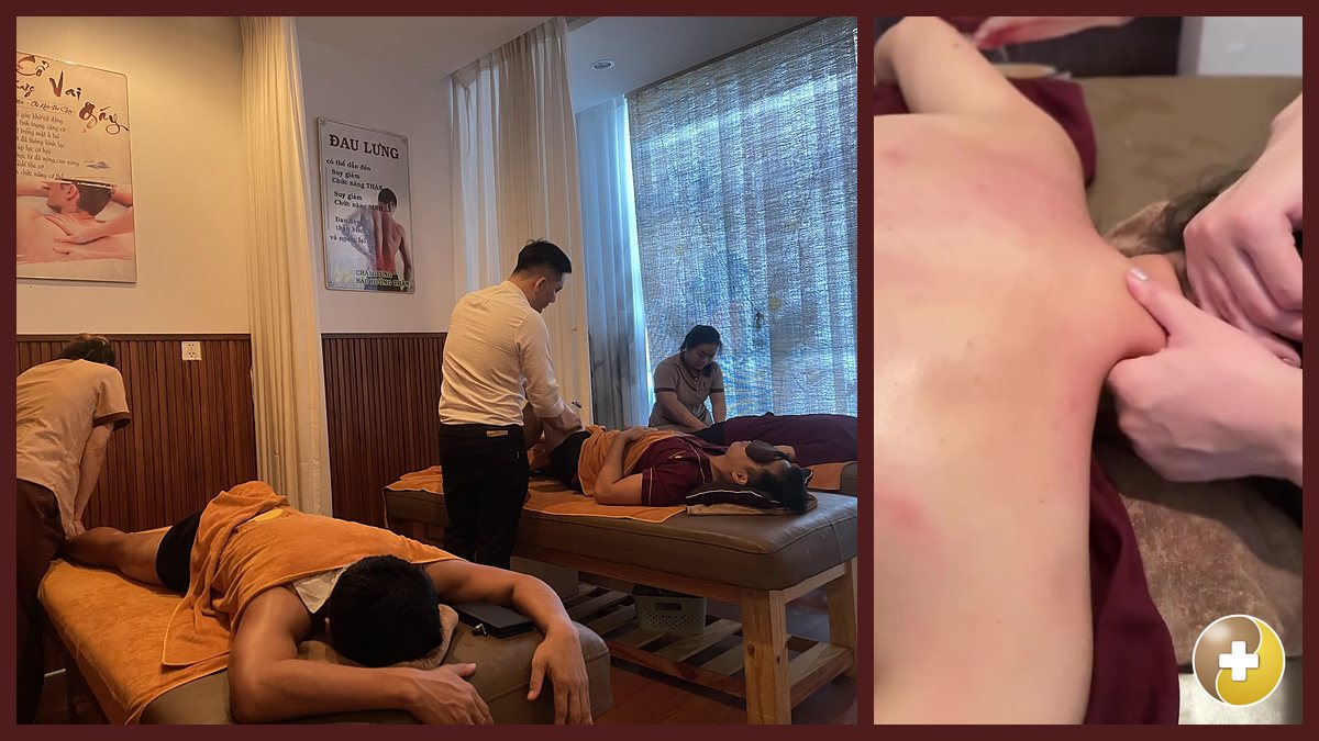 Kỹ thuật viên massage lưng cho khách tại Huyệt Đạo Tống Gia Quận 9