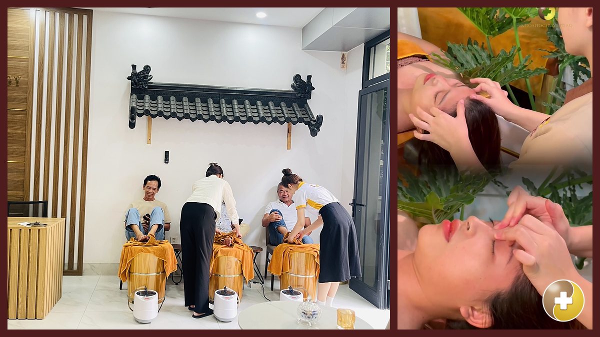 Khách ngâm chân thảo dược và được xoa bóp vai tại Vinhomes Grand Park