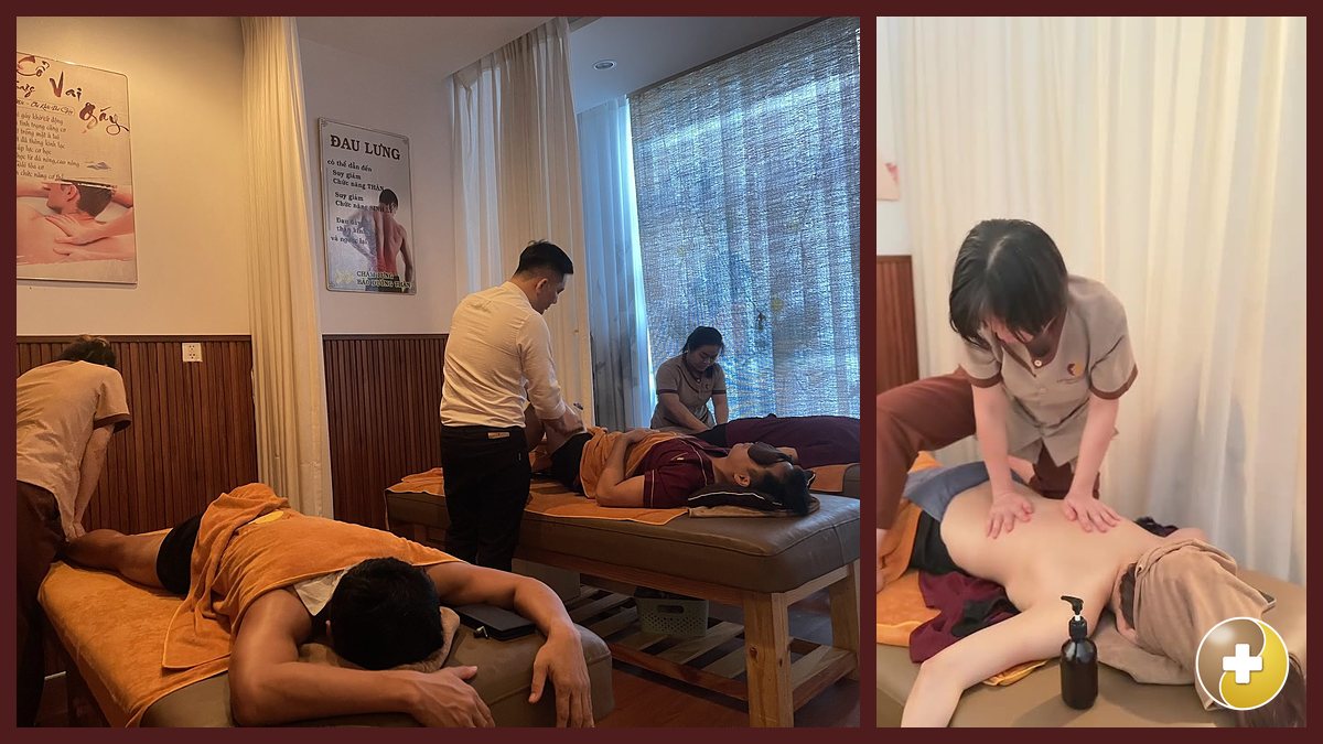 Kỹ thuật viên massage lưng cho khách tại Huyệt Đạo Tống Gia Quận 9