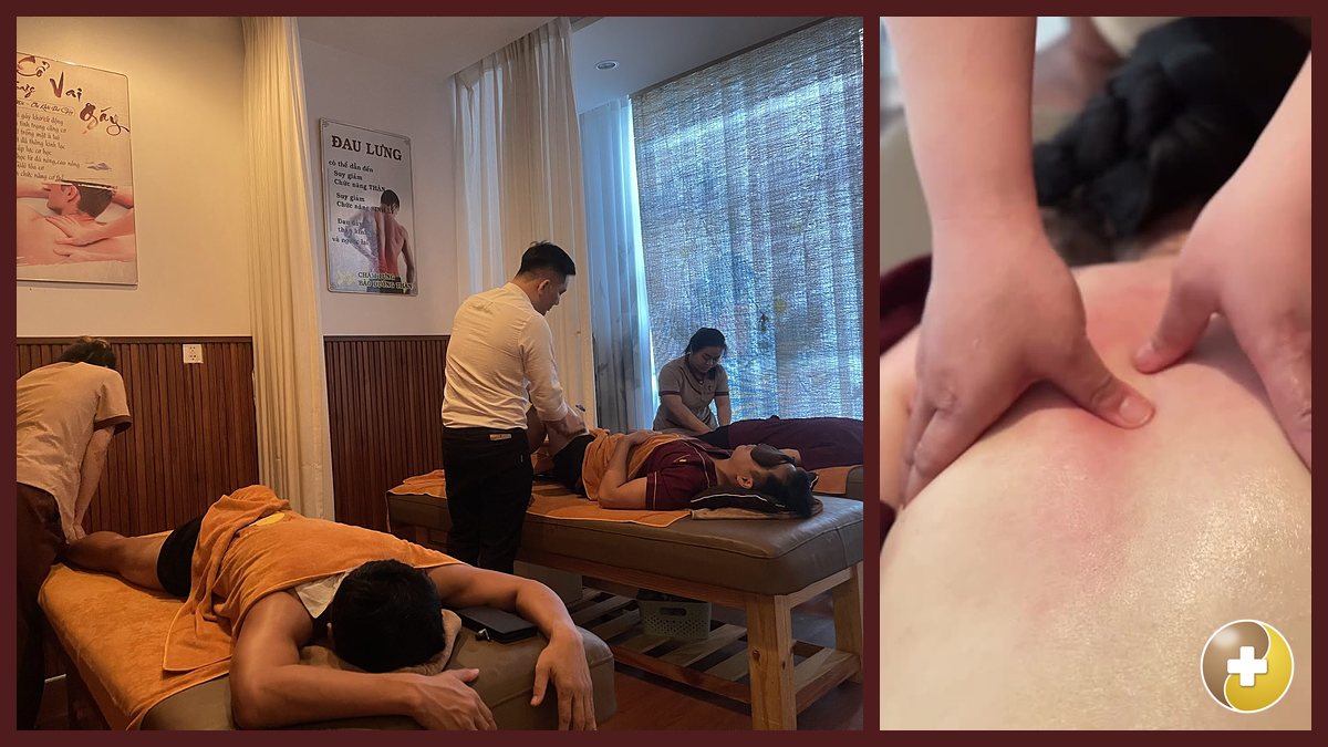 Kỹ thuật viên massage lưng cho khách tại Huyệt Đạo Tống Gia Quận 9