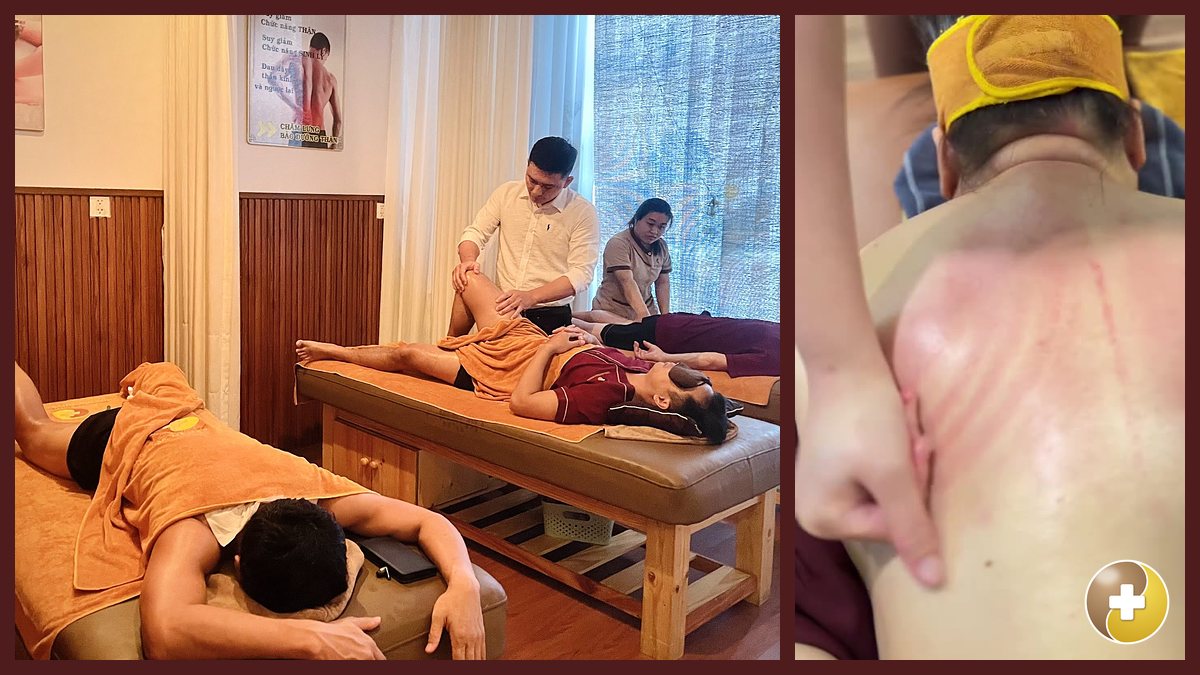 Kỹ thuật viên massage chân và lưng cho khách tại Quận 9