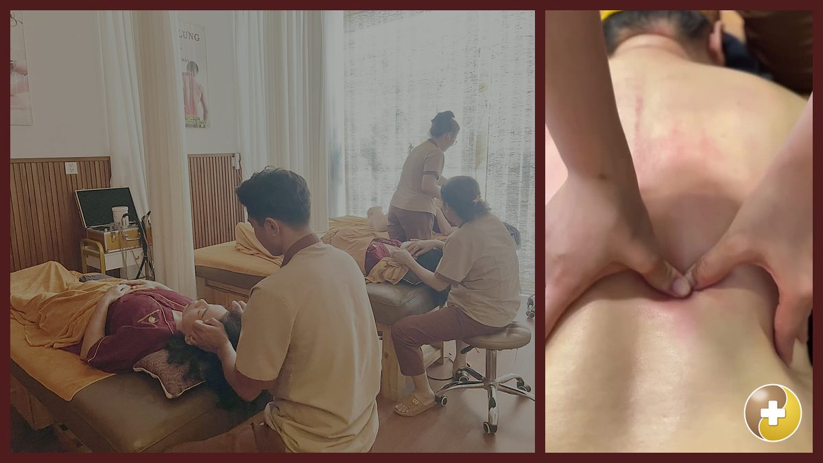 Bấm huyệt đầu cổ cho khách nằm ngửa tại Huyệt Đạo Tống Gia Quận 9